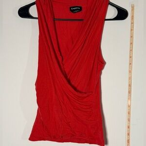 Bebe Red Draped Sleeveless Blouse